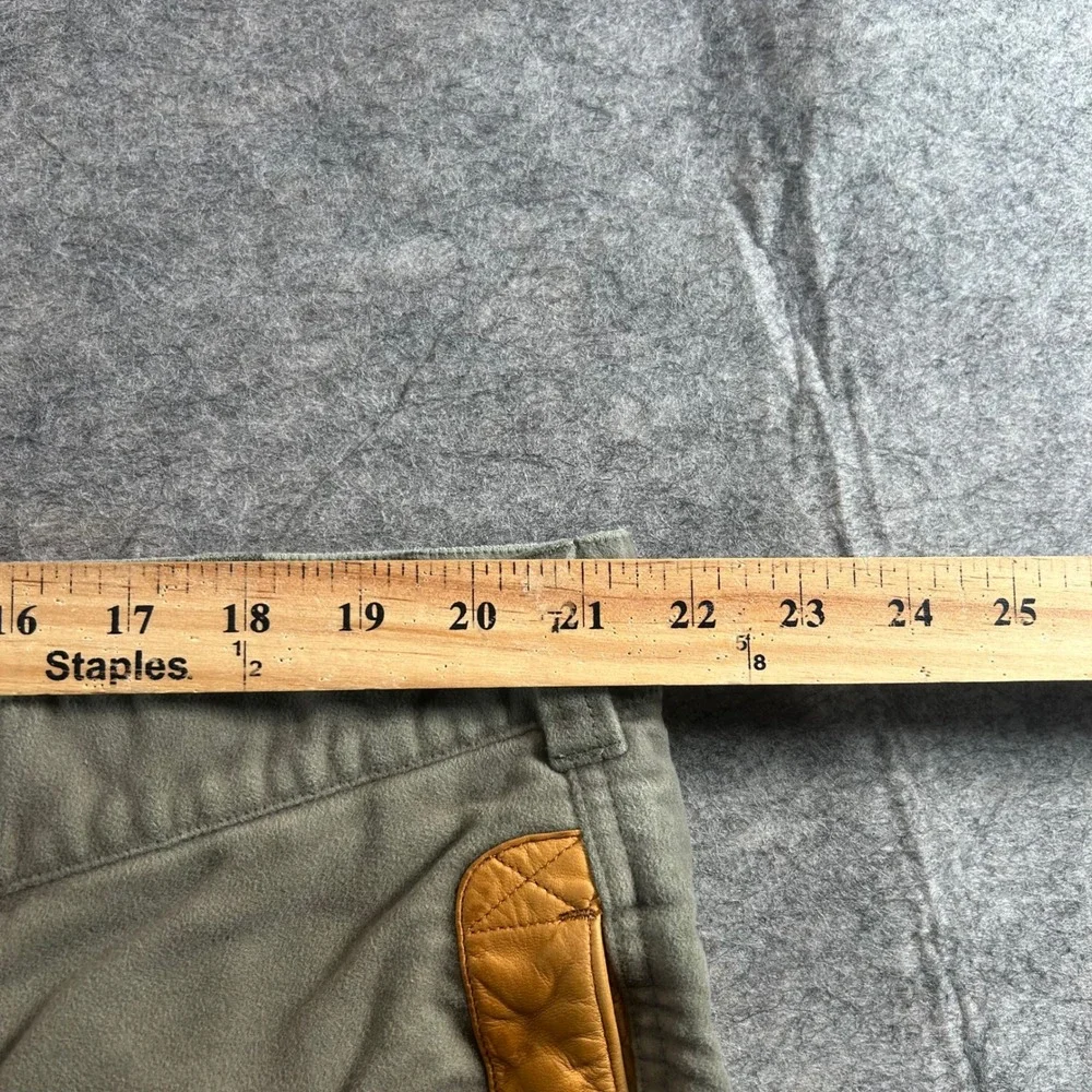 Orvis Field Pants Mens 46 Olive Green Quilted Leather Trim Moleskin Cotton